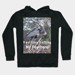 A Great Blue Heron Upset that it's Lovely Plummage is Being Messed With! Hoodie